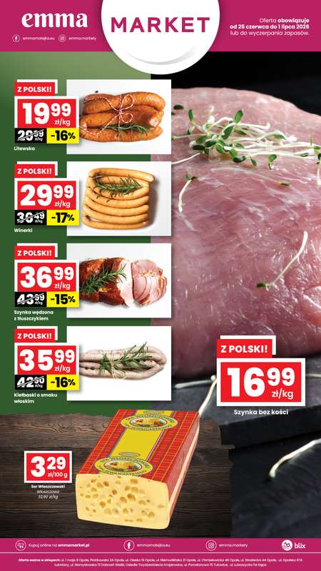 emma MARKET - gazetka promocyjna Oferta spożywcza Emma Market od czwartku 25.06 do środy 01.07