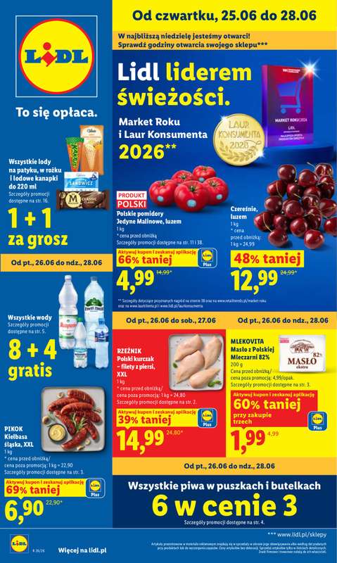 Lidl - gazetka promocyjna Oferta od czwartku od czwartku 25.06 do niedzieli 28.06