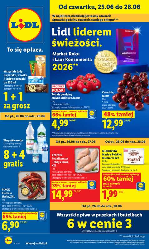 Lidl - gazetka promocyjna Oferta od czwartku od czwartku 25.06 do niedzieli 28.06