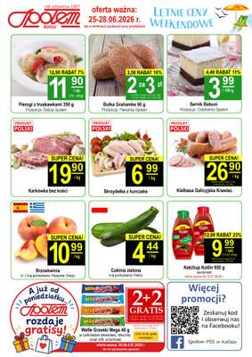 Społem - Blisko i Korzystnie - gazetka promocyjna Plakat promocyjny PSS Kalisz od czwartku 25.06 do niedzieli 28.06