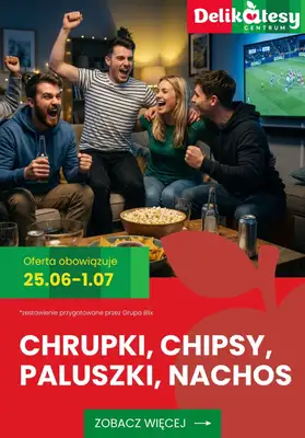 Delikatesy Centrum - gazetka promocyjna Chrupki, chipsy, paluszki i nachos w super cenach od czwartku 25.06 do środy 01.07