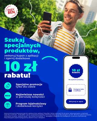 Duży Ben - gazetka promocyjna 10 zł rabatu na wybrane produkty - Sprawdź! od środy 24.06 do poniedziałku 31.08