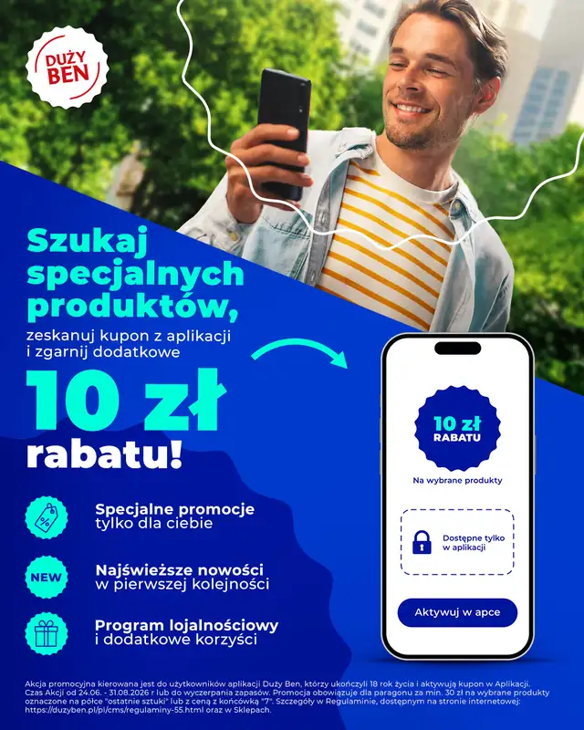 Duży Ben - gazetka promocyjna 10 zł rabatu na wybrane produkty - Sprawdź!  