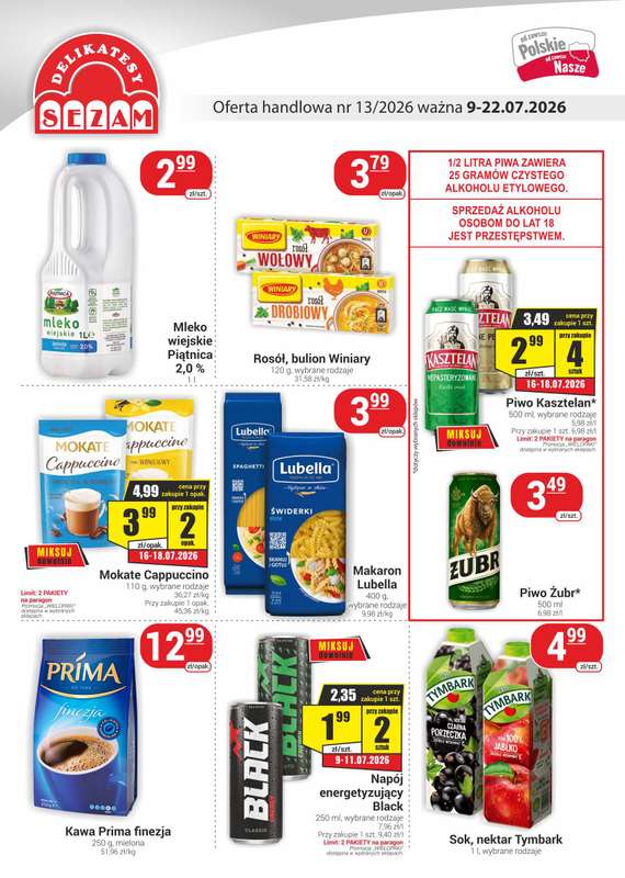 Delikatesy Sezam - gazetka promocyjna Gazetka od czwartku 09.07 do środy 22.07