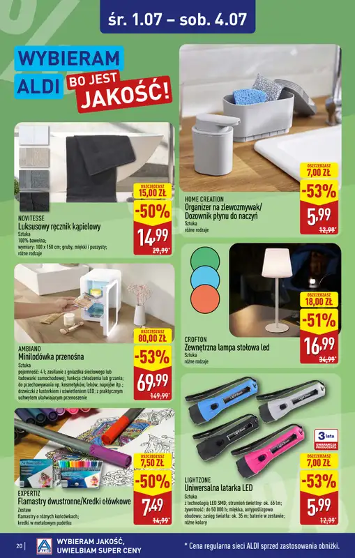Aldi - gazetka promocyjna Warszawa, ul. Gen. K. S. Rudnickiego 5, WIELKIE OTWARCIE już w ŚRODĘ! od środy 01.07 do soboty 04.07 - strona 20