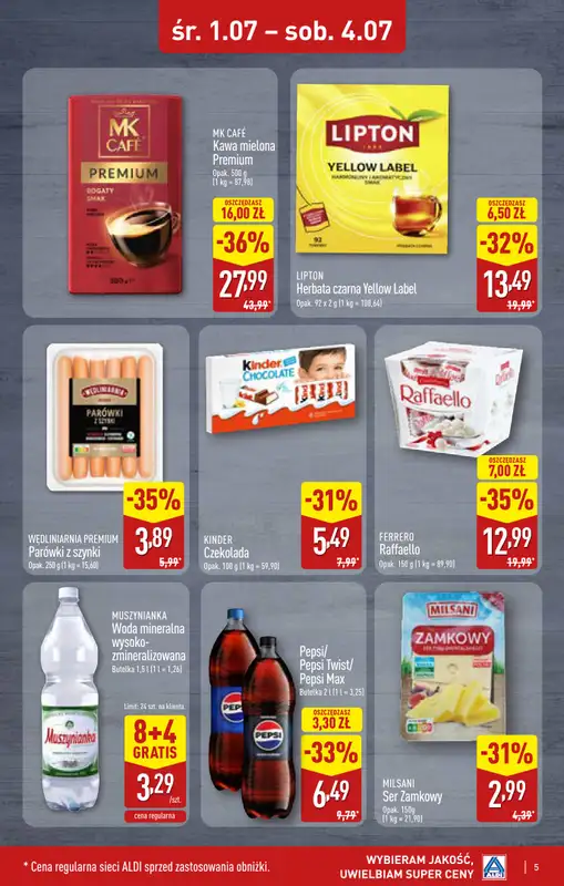 Aldi - gazetka promocyjna Ostrołęka, ppłk. Cieplińskiego "Pługa" 2, WIELKIE OTWARCIE już w ŚRODĘ od środy 01.07 do soboty 04.07 - strona 5