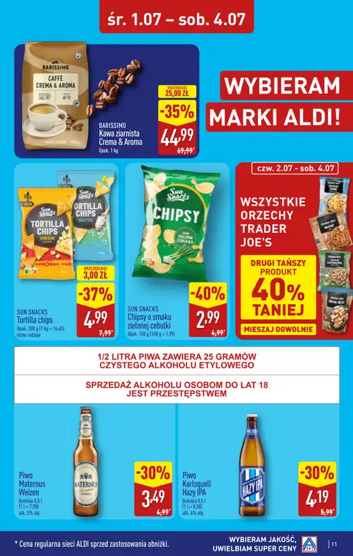 Aldi - gazetka promocyjna Ostrołęka, ppłk. Cieplińskiego "Pługa" 2, WIELKIE OTWARCIE już w ŚRODĘ od środy 01.07 do soboty 04.07 - strona 11