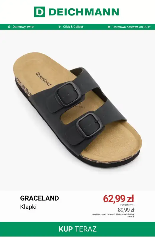 Deichmann - gazetka promocyjna Do -50% na klapki damskie od soboty 27.06  - strona 13