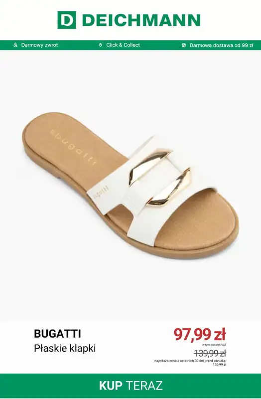 Deichmann - gazetka promocyjna Do -50% na klapki damskie od soboty 27.06  - strona 14