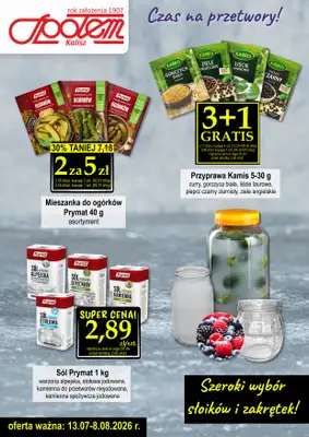 Społem - Blisko i Korzystnie - gazetka promocyjna Plakat promocyjny PSS Kalisz od poniedziałku 13.07 do soboty 08.08