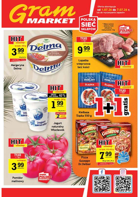 Gram Market - gazetka promocyjna Gazetka od środy 01.07 do wtorku 07.07
