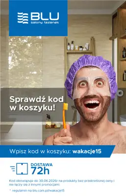 Blu Salony Łazienek - gazetka promocyjna Kod rabatowy od piątku 26.06 do wtorku 30.06