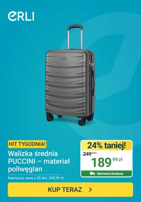 ERLI - gazetka promocyjna Hit tygodnia - Walizka Puccini od poniedziałku 29.06 do niedzieli 05.07