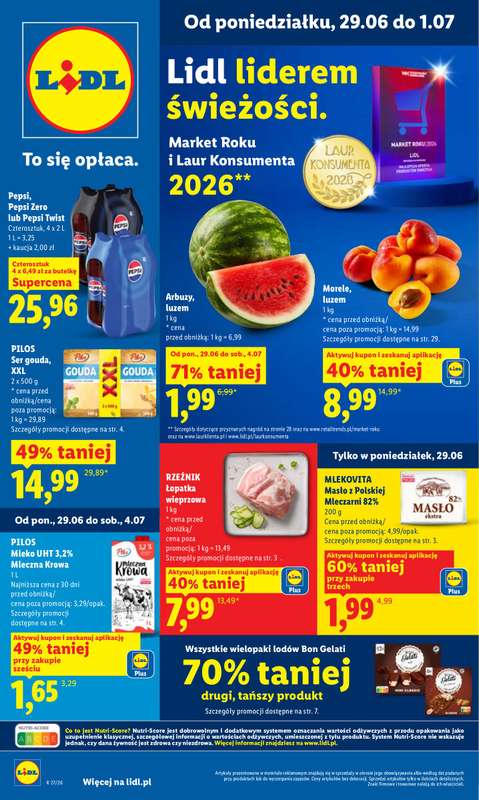 Lidl - gazetka promocyjna Oferta od poniedziałku od poniedziałku 29.06 do środy 01.07