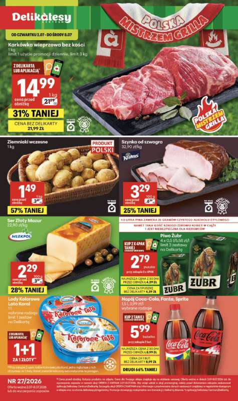 Delikatesy Centrum - gazetka promocyjna Gazetka  do środy 08.07