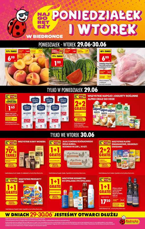 Biedronka - gazetka promocyjna Poniedziałek i wtorek w Biedronce od poniedziałku 29.06 do wtorku 30.06