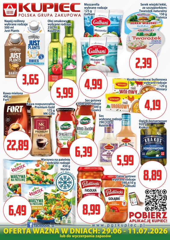 Kupiec - gazetka promocyjna Oferta plakatowa od poniedziałku 29.06 do soboty 11.07