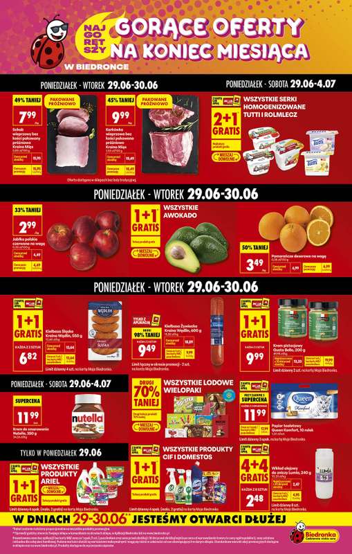 Biedronka - gazetka promocyjna Gorące oferty na koniec miesiąca od poniedziałku 29.06 do soboty 04.07