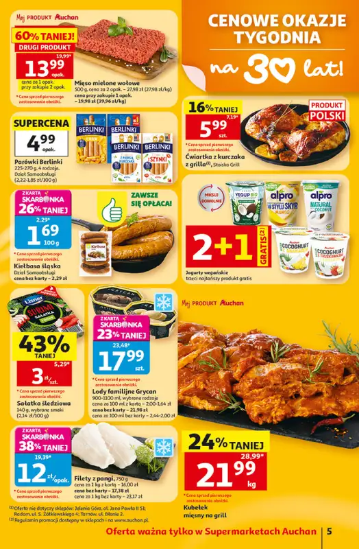 Auchan - gazetka promocyjna Gazetka 30 Lat Supermarket Auchan od czwartku 02.07 do środy 08.07 - strona 5