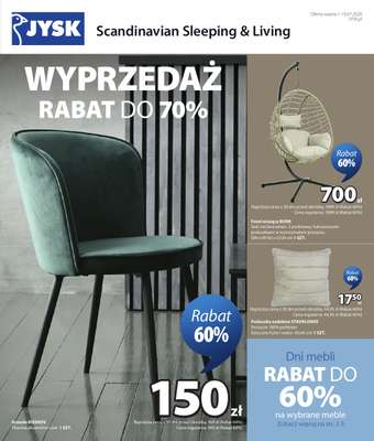 Jysk - gazetka promocyjna Wyprzedaż. Rabat do 70% od środy 01.07 do niedzieli 19.07