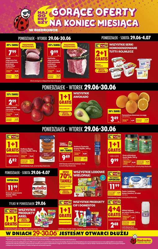 Biedronka - gazetka promocyjna Gorące oferty na koniec miesiąca od poniedziałku 29.06 do soboty 04.07