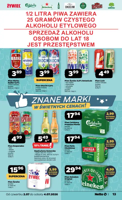 Netto - gazetka promocyjna Gazetka Spożywcza od czwartku 02.07 do soboty 04.07 - strona 13