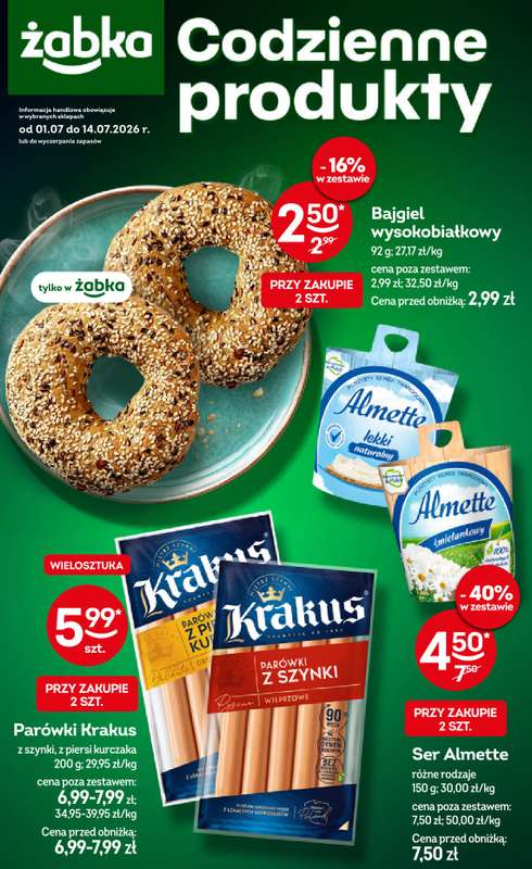Żabka - gazetka promocyjna Gazetka spożywcza od środy 01.07 do wtorku 14.07