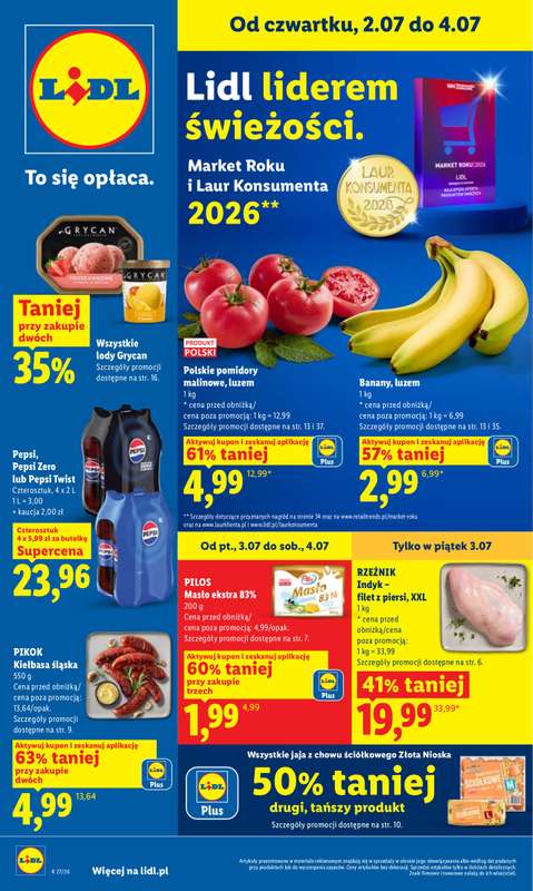 Lidl - gazetka promocyjna Oferta od czwartku od czwartku 02.07 do soboty 04.07