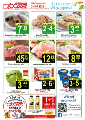 Społem - Blisko i Korzystnie - gazetka promocyjna Plakat promocyjny PSS Kalisz od czwartku 02.07 do soboty 04.07