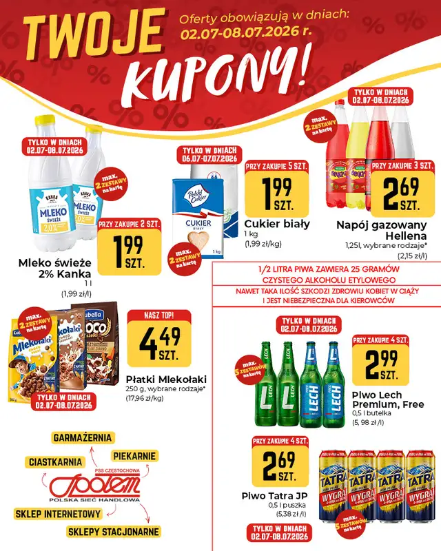 Społem Częstochowa - gazetka promocyjna Plakaty promocyjne od czwartku 02.07 do środy 08.07 - strona 2