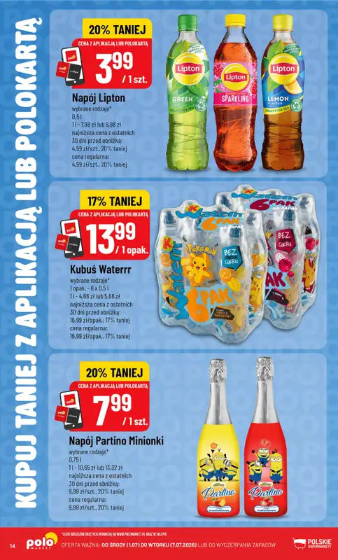 POLOmarket - gazetka promocyjna Kupuj taniej z POLOappką od środy 01.07 do wtorku 07.07 - strona 14