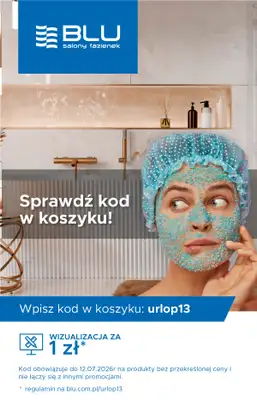 Blu Salony Łazienek - gazetka promocyjna Kod rabatowy od piątku 03.07 do niedzieli 12.07
