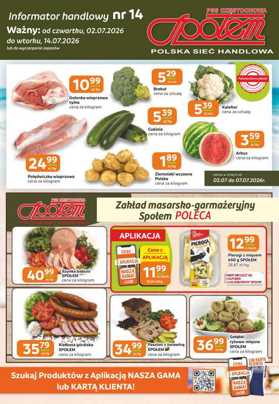 Społem Częstochowa - gazetka promocyjna Gazetka od czwartku 02.07 do wtorku 14.07