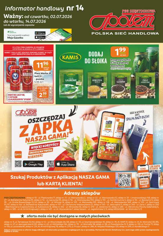 Społem Częstochowa - gazetka promocyjna Gazetka od czwartku 02.07 do wtorku 14.07 - strona 12
