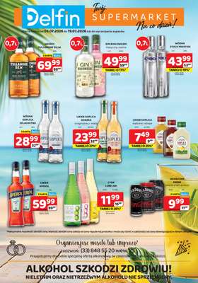 Delfin - gazetka promocyjna Ulotka alkoholowa  do niedzieli 19.07
