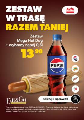 AVIA Stacje Paliw - gazetka promocyjna Zestaw w trasę od piątku 03.07 do poniedziałku 31.08