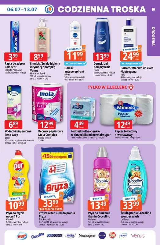 Leclerc - gazetka promocyjna Oferta E.Leclerc | Tanio to tu! od poniedziałku 06.07 do poniedziałku 13.07 - strona 19
