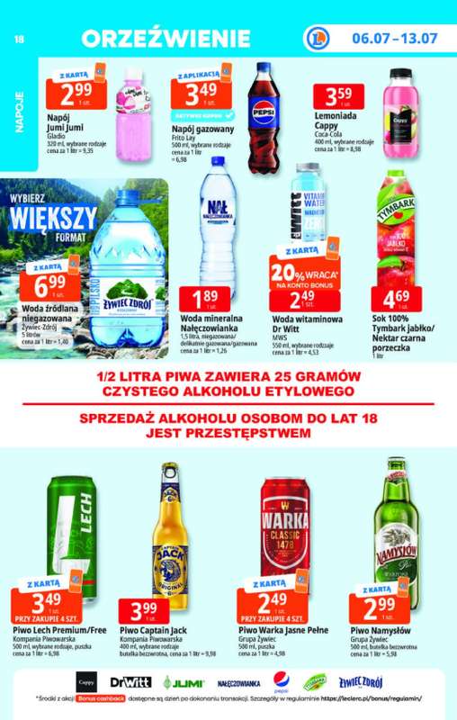 Leclerc - gazetka promocyjna Oferta E.Leclerc | Tanio to tu! od poniedziałku 06.07 do poniedziałku 13.07 - strona 18