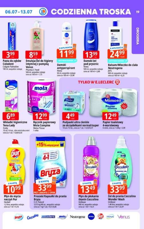 Leclerc - gazetka promocyjna Oferta E.Leclerc | Tanio to tu! od poniedziałku 06.07 do poniedziałku 13.07 - strona 19