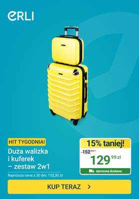 ERLI - gazetka promocyjna Hit tygodnia - Zestaw 2w1 Walizka+Kuferek od poniedziałku 06.07 do niedzieli 12.07