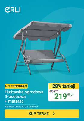ERLI - gazetka promocyjna Hit tygodnia - Huśtawka ogrodowa od piątku 10.07 do niedzieli 12.07