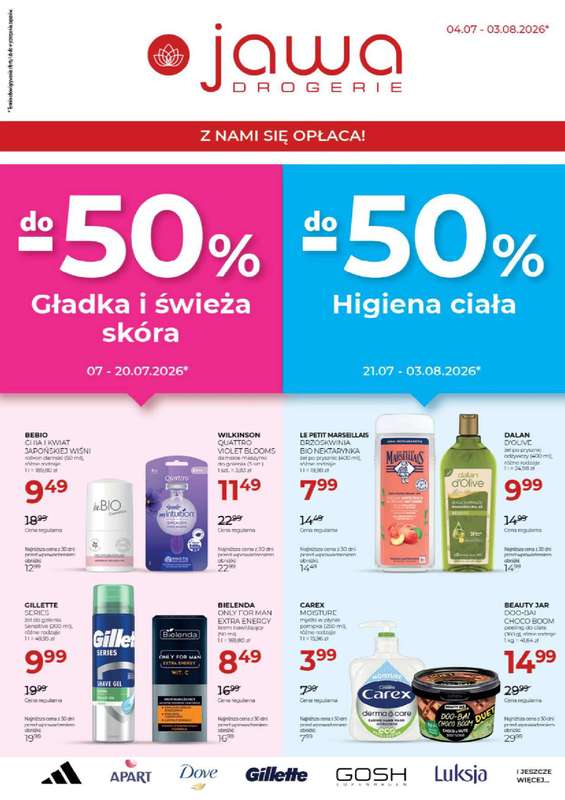 Drogerie Jawa - gazetka promocyjna Gazetka od soboty 04.07 do poniedziałku 03.08