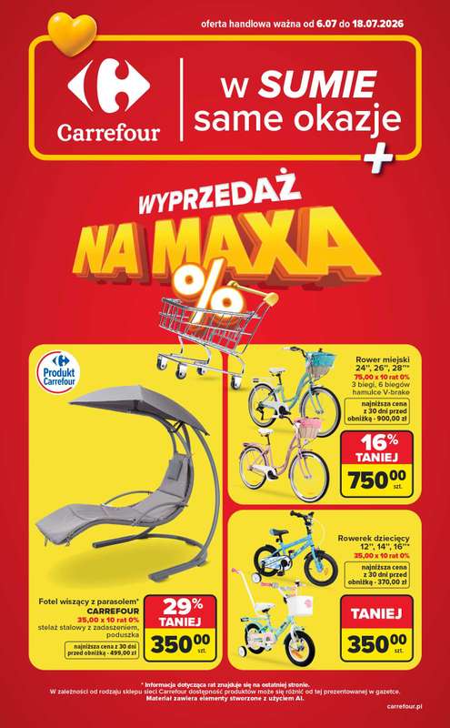 Carrefour - gazetka promocyjna Gazetka Wyprzedaż na maxa od poniedziałku 06.07 do soboty 18.07