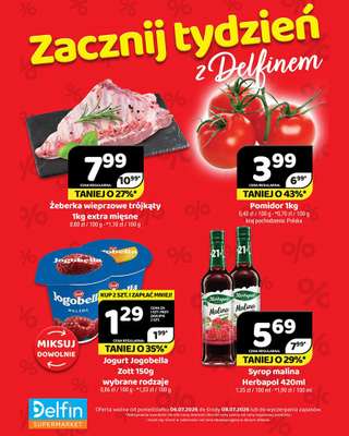 Delfin - gazetka promocyjna Zacznij tydzień z Delfinem od poniedziałku 06.07 do środy 08.07