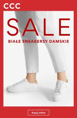 CCC - gazetka promocyjna SALE - białe sneakersy damskie od poniedziałku 06.07 