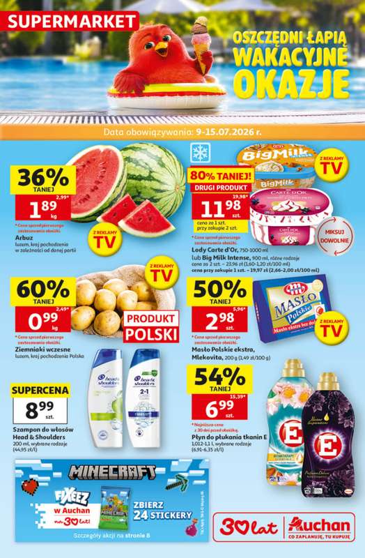 Auchan - gazetka promocyjna Gazetka 30 Lat Supermarket Auchan od czwartku 09.07 do środy 15.07