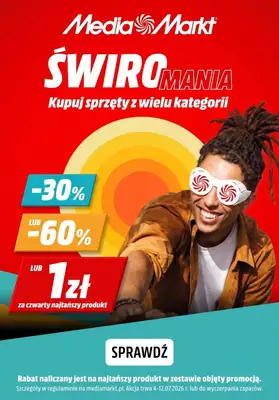 Media Markt - gazetka promocyjna Świrorabaty - czwarty produkt za 1 zł! od wtorku 07.07 do niedzieli 12.07