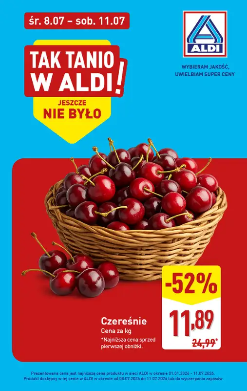 Aldi - gazetka promocyjna Czereśnie w super cenie w Aldi!  