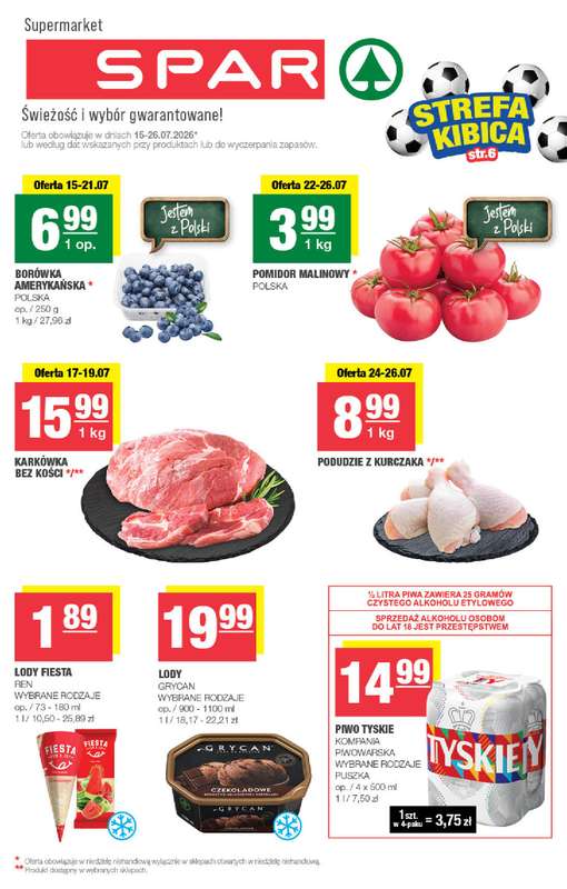 SPAR - gazetka promocyjna Gazetka Spar od środy 15.07 do niedzieli 26.07