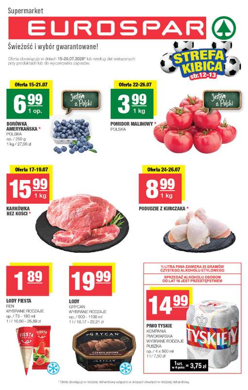 SPAR - gazetka promocyjna Gazetka Eurospar od środy 15.07 do niedzieli 26.07